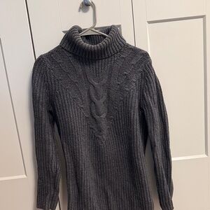 Lands’s End Cozy Charcoal Cable-Knit Turtleneck Sweater